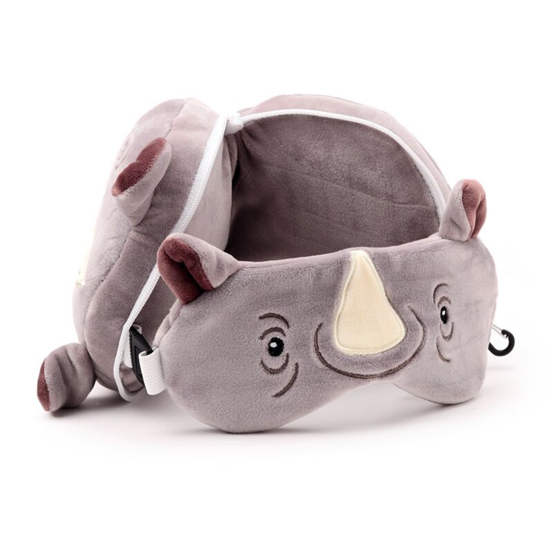 Relaxeazzz Adoramals | Knuffel, Reiskussen & Slaapmasker – 3-in-1 | Nowi Neushoorn